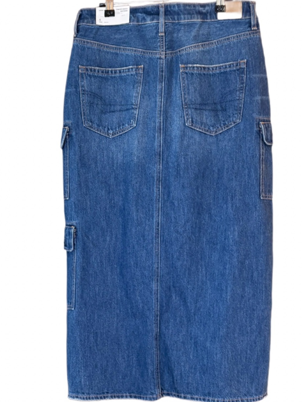 American Eagle Denim Cargo Midi Skirt Size 6 High Rise Front Slit NWT - Picture 3 of 8